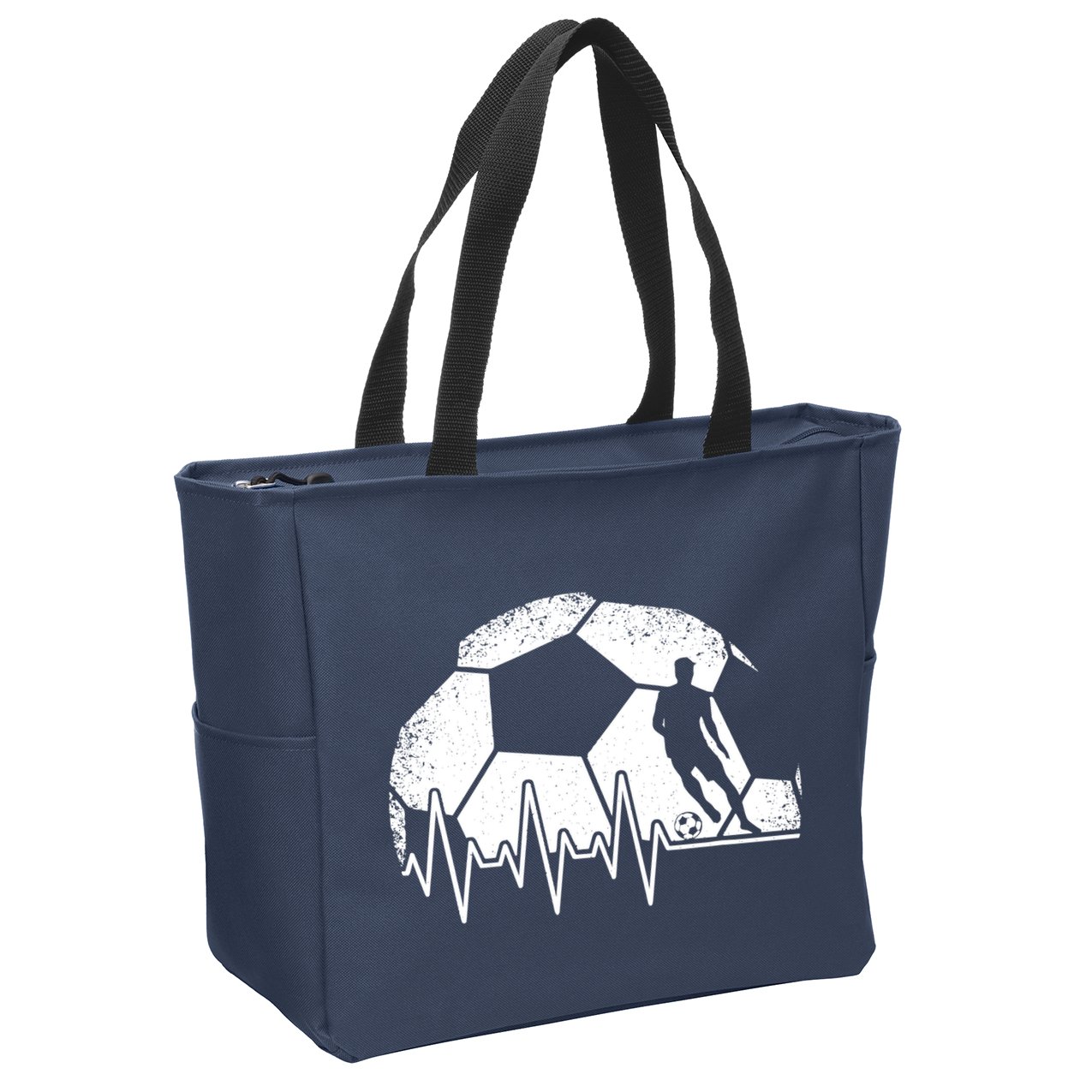 Funny Soccer Heartbeat Soccer Player Zip Tote Bag