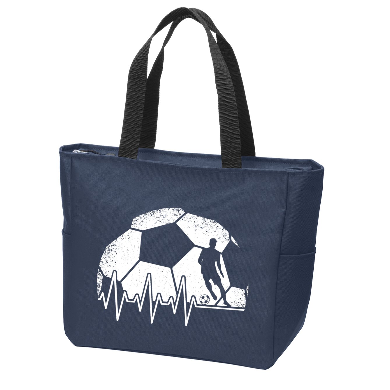 Funny Soccer Heartbeat Soccer Player Zip Tote Bag