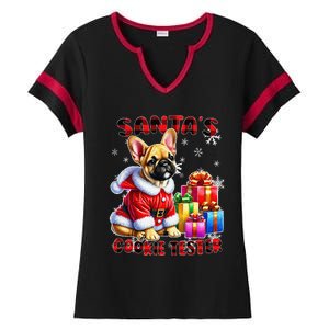 Frenchie Santa Hat & Christmas Lights Cute French Bulldog Ladies Halftime Notch Neck Tee