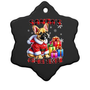 Frenchie Santa Hat & Christmas Lights Cute French Bulldog Ceramic Star Ornament