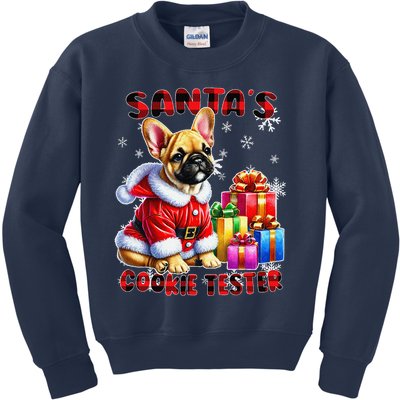 Frenchie Santa Hat & Christmas Lights Cute French Bulldog Kids Sweatshirt