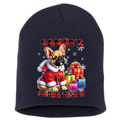 Frenchie Santa Hat & Christmas Lights Cute French Bulldog Short Acrylic Beanie