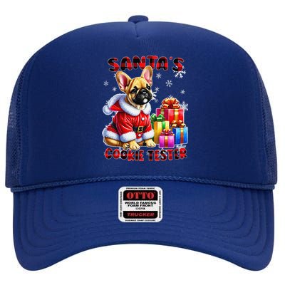 Frenchie Santa Hat & Christmas Lights Cute French Bulldog High Crown Mesh Back Trucker Hat