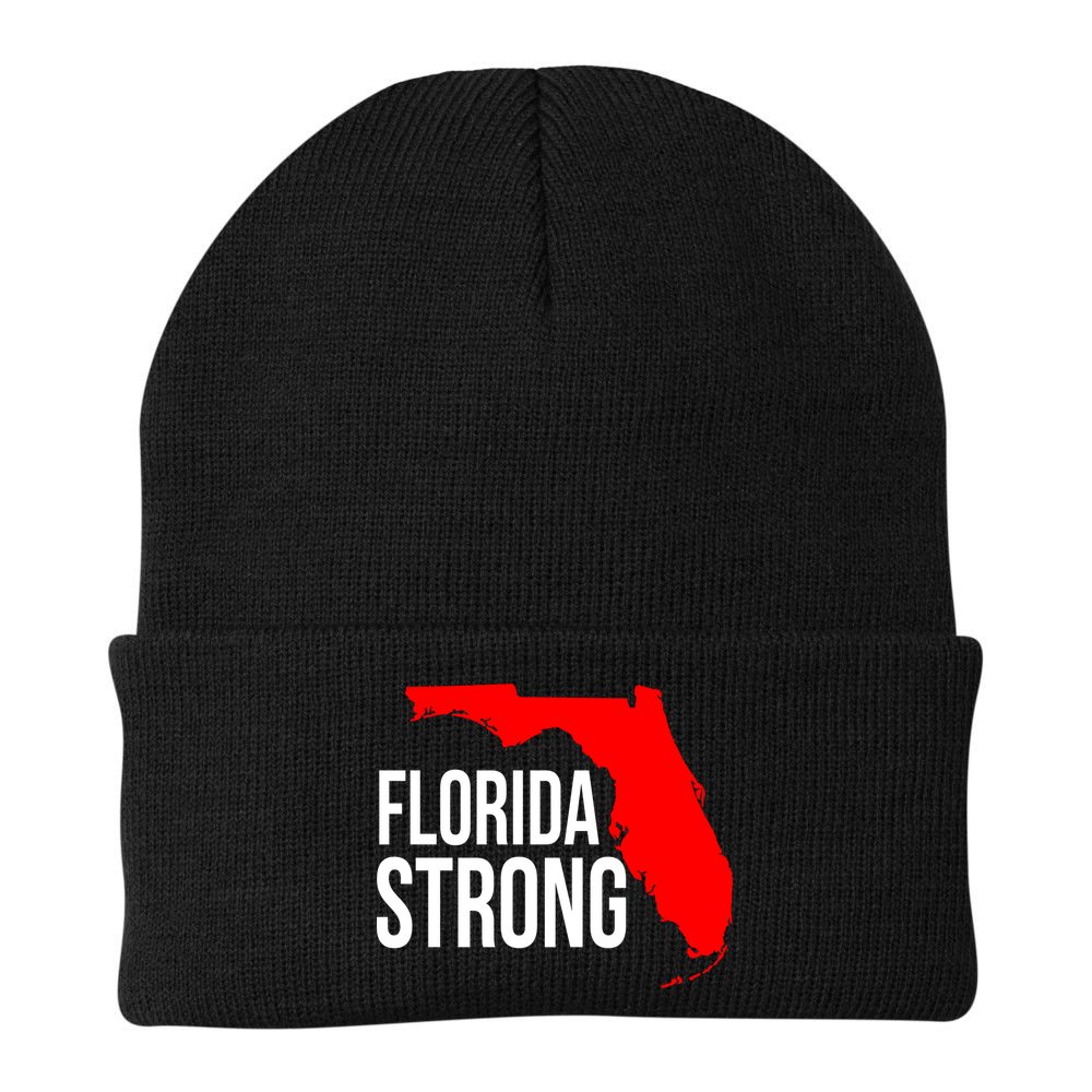 Florida Strong Hurricane Ian Support Florida Vintage American US Flag Beanie