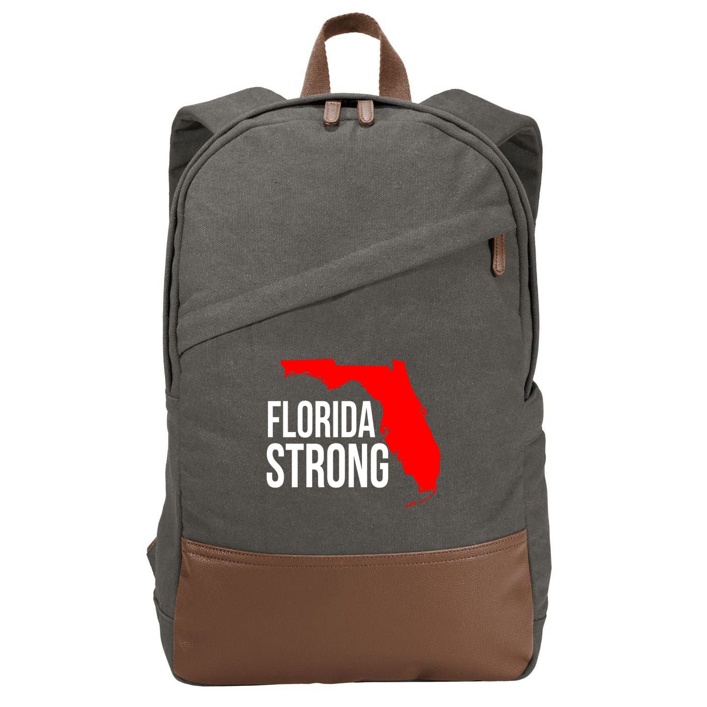 Florida Strong Hurricane Ian Support Florida Vintage American US Flag Cotton Canvas Backpack