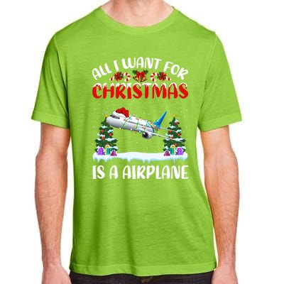 Funny Santa Hat All I Want For Christmas Is A Airplane Gift Adult ChromaSoft Performance T-Shirt