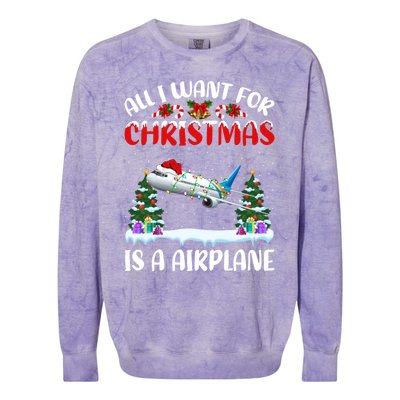 Funny Santa Hat All I Want For Christmas Is A Airplane Gift Colorblast Crewneck Sweatshirt