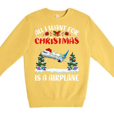 Funny Santa Hat All I Want For Christmas Is A Airplane Gift Premium Crewneck Sweatshirt