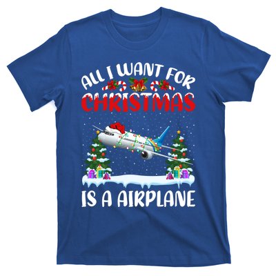 Funny Santa Hat All I Want For Christmas Is A Airplane Gift T-Shirt