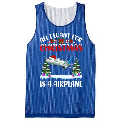 Funny Santa Hat All I Want For Christmas Is A Airplane Gift Mesh Reversible Basketball Jersey Tank