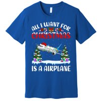 Funny Santa Hat All I Want For Christmas Is A Airplane Gift Premium T-Shirt