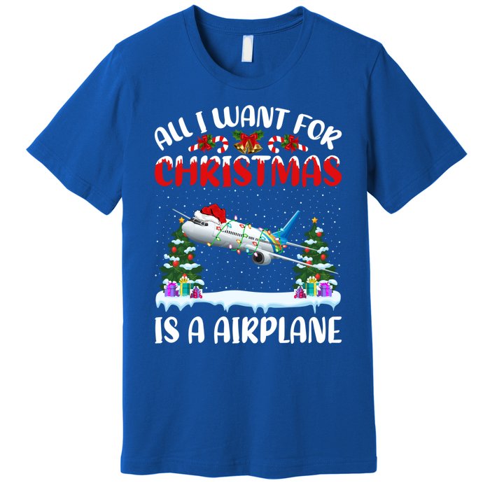 Funny Santa Hat All I Want For Christmas Is A Airplane Gift Premium T-Shirt