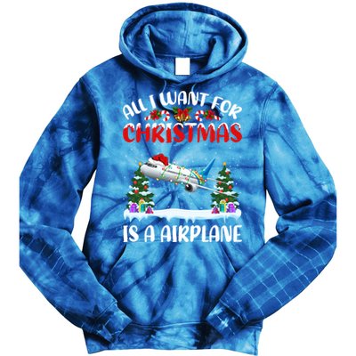 Funny Santa Hat All I Want For Christmas Is A Airplane Gift Tie Dye Hoodie