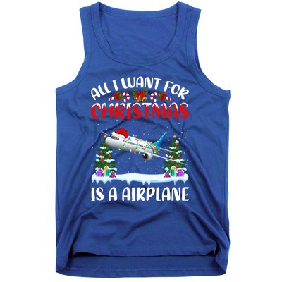 Funny Santa Hat All I Want For Christmas Is A Airplane Gift Tank Top