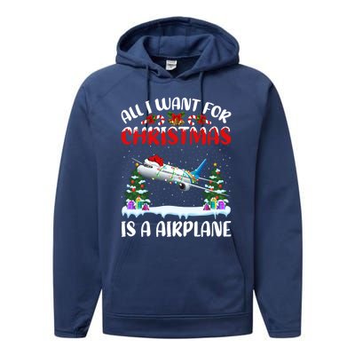 Funny Santa Hat All I Want For Christmas Is A Airplane Gift Performance Fleece Hoodie