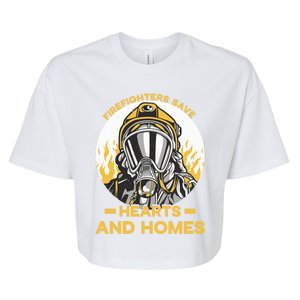 Firefighters Save Hearts And Homes Support Quote Great Gift Bella+Canvas Jersey Crop Tee