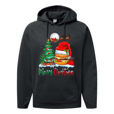 Festive Santa Hat Hamburger Christmas Holiday Gift Performance Fleece Hoodie