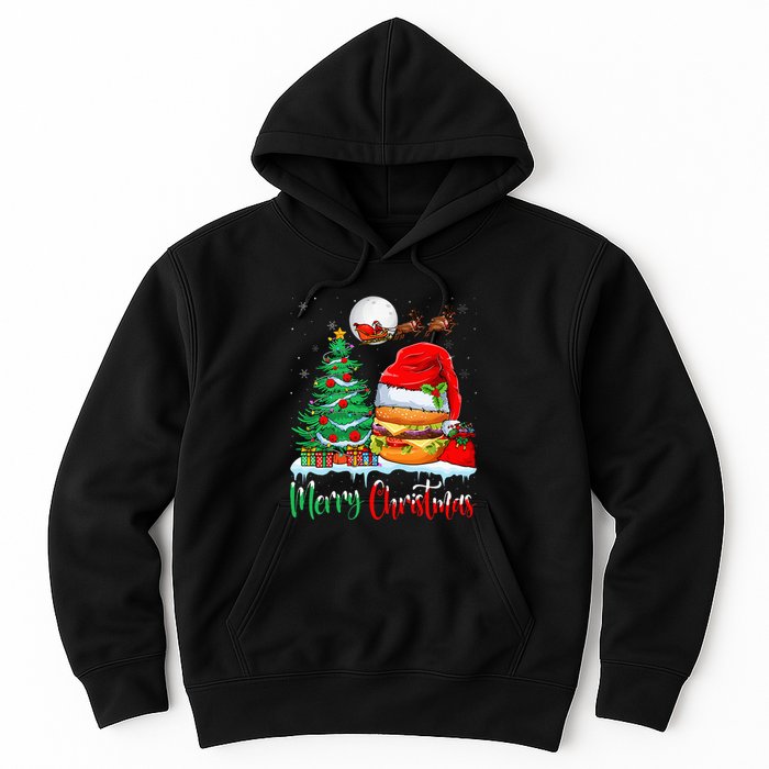 Festive Santa Hat Hamburger Christmas Holiday Gift Hoodie