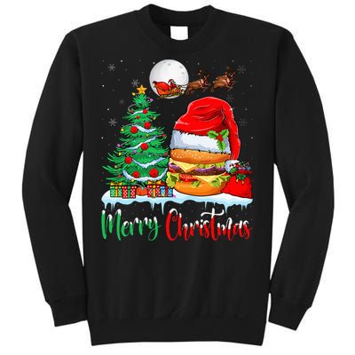 Festive Santa Hat Hamburger Christmas Holiday Gift Sweatshirt