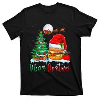 Festive Santa Hat Hamburger Christmas Holiday Gift T-Shirt