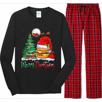 Festive Santa Hat Hamburger Christmas Holiday Gift Long Sleeve Pajama Set