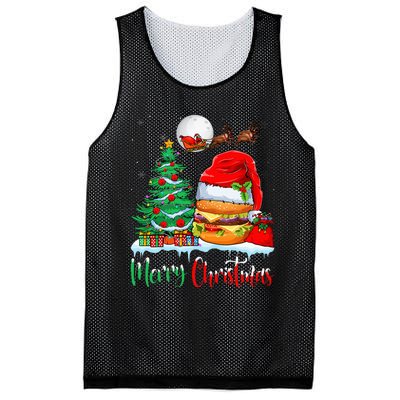 Festive Santa Hat Hamburger Christmas Holiday Gift Mesh Reversible Basketball Jersey Tank