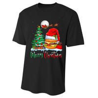 Festive Santa Hat Hamburger Christmas Holiday Gift Performance Sprint T-Shirt