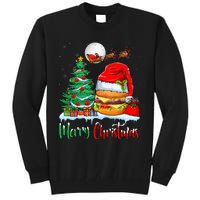 Festive Santa Hat Hamburger Christmas Holiday Gift Tall Sweatshirt