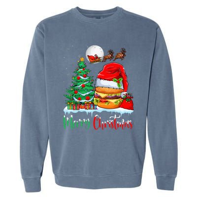 Festive Santa Hat Hamburger Christmas Holiday Gift Garment-Dyed Sweatshirt