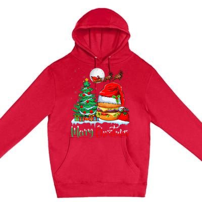 Festive Santa Hat Hamburger Christmas Holiday Gift Premium Pullover Hoodie