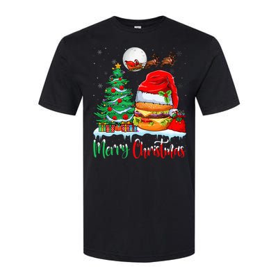 Festive Santa Hat Hamburger Christmas Holiday Gift Softstyle CVC T-Shirt