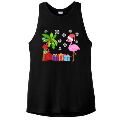 Flamingo Santa Hat Christmas In July Hawaiian Lover Holiday Ladies PosiCharge Tri-Blend Wicking Tank