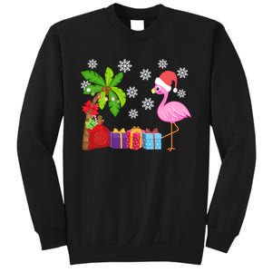 Flamingo Santa Hat Christmas In July Hawaiian Lover Holiday Sweatshirt