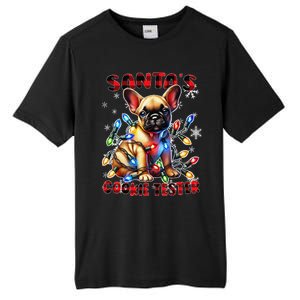 Frenchie Santa Hat & Christmas Lights Cute French Bulldog Tall Fusion ChromaSoft Performance T-Shirt