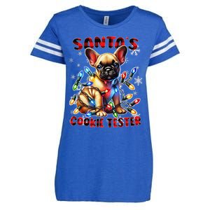 Frenchie Santa Hat & Christmas Lights Cute French Bulldog Enza Ladies Jersey Football T-Shirt