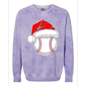 Funny Santa Hat Xmas Sport Lover Christmas Baseball Player Colorblast Crewneck Sweatshirt