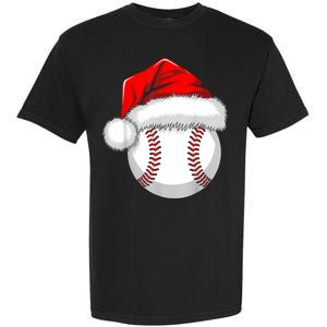 Funny Santa Hat Xmas Sport Lover Christmas Baseball Player Garment-Dyed Heavyweight T-Shirt