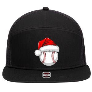 Funny Santa Hat Xmas Sport Lover Christmas Baseball Player 7 Panel Mesh Trucker Snapback Hat