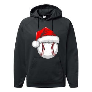 Funny Santa Hat Xmas Sport Lover Christmas Baseball Player Performance Fleece Hoodie