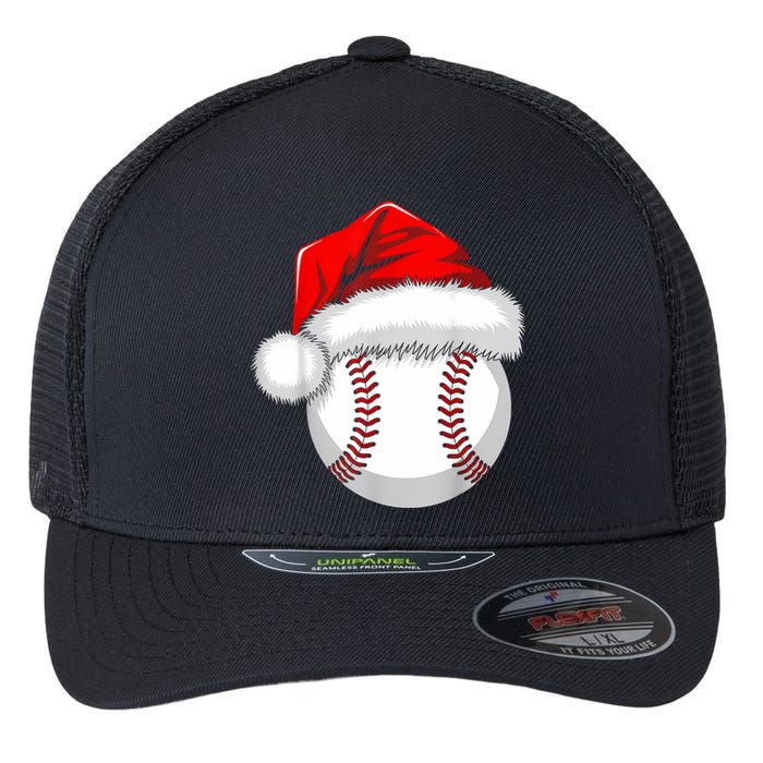 Funny Santa Hat Xmas Sport Lover Christmas Baseball Player Flexfit Unipanel Trucker Cap