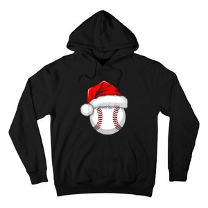 Funny Santa Hat Xmas Sport Lover Christmas Baseball Player Hoodie