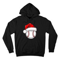 Funny Santa Hat Xmas Sport Lover Christmas Baseball Player Hoodie