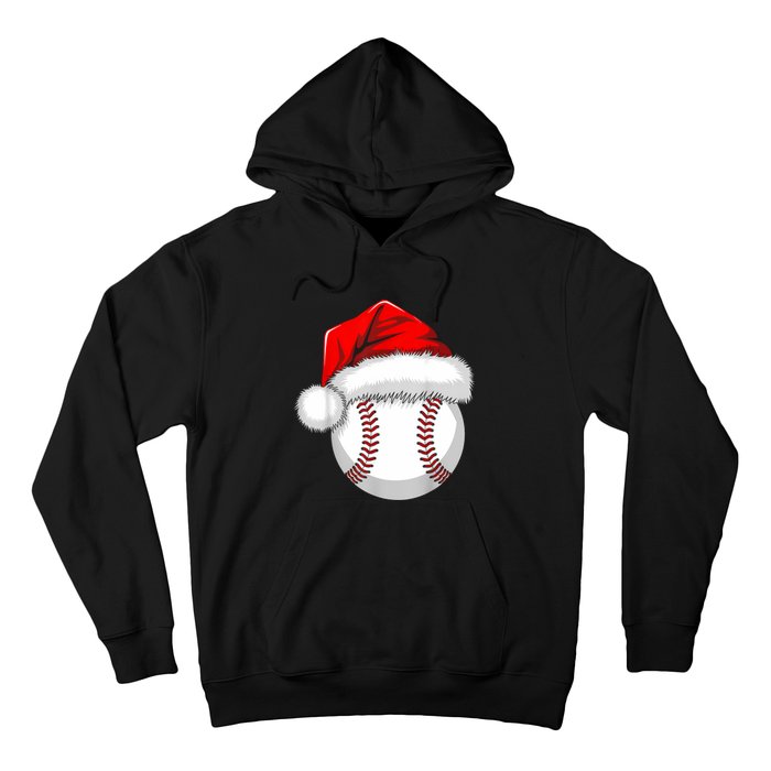 Funny Santa Hat Xmas Sport Lover Christmas Baseball Player Hoodie