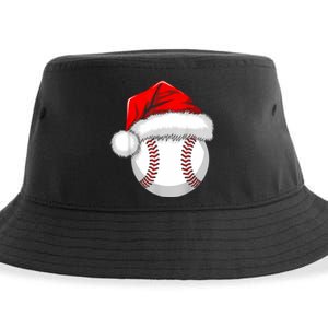 Funny Santa Hat Xmas Sport Lover Christmas Baseball Player Sustainable Bucket Hat