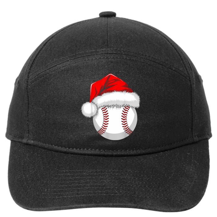 Funny Santa Hat Xmas Sport Lover Christmas Baseball Player 7-Panel Snapback Hat