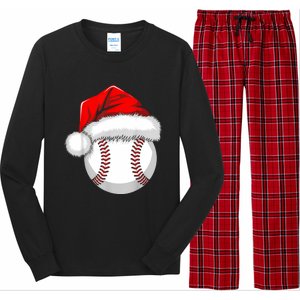 Funny Santa Hat Xmas Sport Lover Christmas Baseball Player Long Sleeve Pajama Set