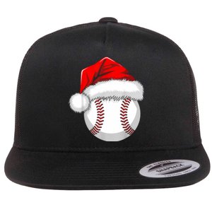 Funny Santa Hat Xmas Sport Lover Christmas Baseball Player Flat Bill Trucker Hat