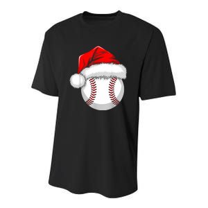 Funny Santa Hat Xmas Sport Lover Christmas Baseball Player Youth Performance Sprint T-Shirt