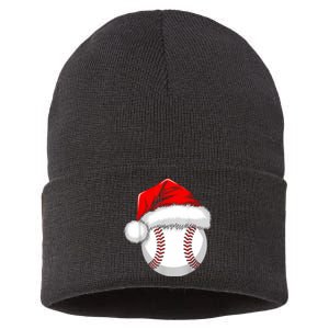 Funny Santa Hat Xmas Sport Lover Christmas Baseball Player Sustainable Knit Beanie