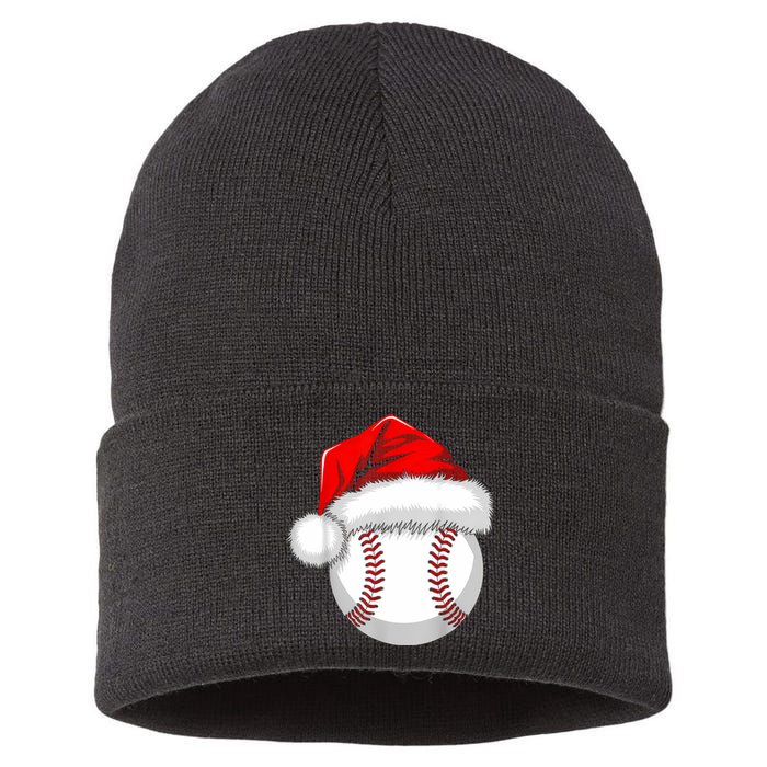 Funny Santa Hat Xmas Sport Lover Christmas Baseball Player Sustainable Knit Beanie